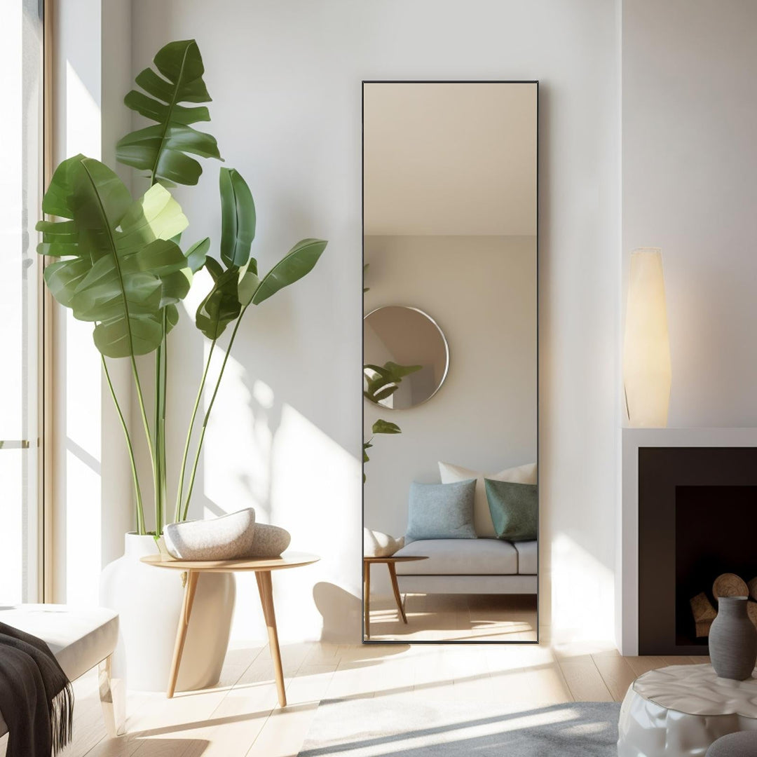 Boho Aesthetic Full Length Mirror Standing Rectangle Floor Mirrors Body Dressing Wall-Mounted Mirror | Biophilic Design Airbnb Decor Furniture 