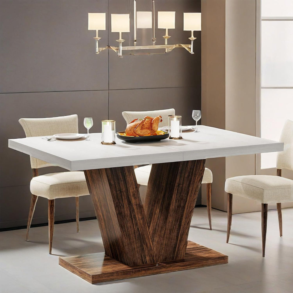 Calypso | White 47-Inch Modern Luxury Italian Farmhouse Dining Table - Mediterranean Italian Contemporary Home Decor Furniture