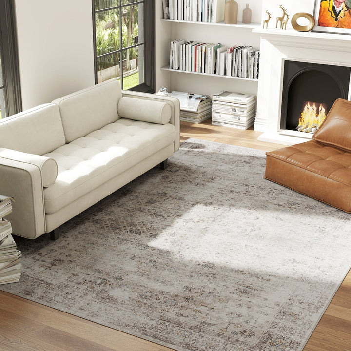 Buy farmhouse furniture Farmhouse Area Rug | Warm Mixed Brown | 8x10 Soft Chenille Living Room Rug - Modern Cottage Farmhouse Furniture