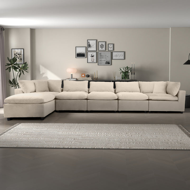 Buy farmhouse furniture Hayward Ivory Velvet Modular Sectional Sofa - Modern Cottage Farmhouse Furniture