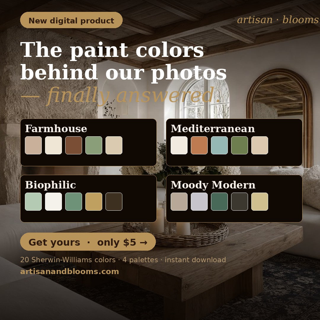 Buy farmhouse furniture Artisan Blooms &amp; Sherwin-Williams Paint Codes (Download) - Modern Cottage Farmhouse Furniture