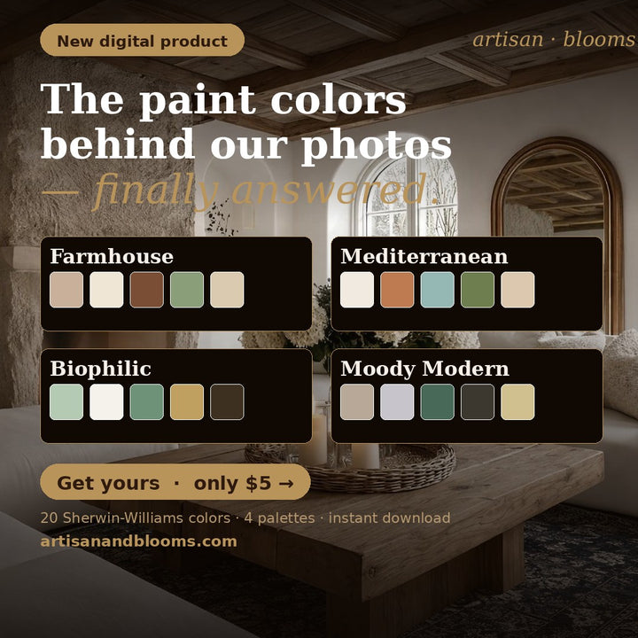 Buy farmhouse furniture Artisan Blooms &amp; Sherwin-Williams Paint Codes (Download) - Modern Cottage Farmhouse Furniture