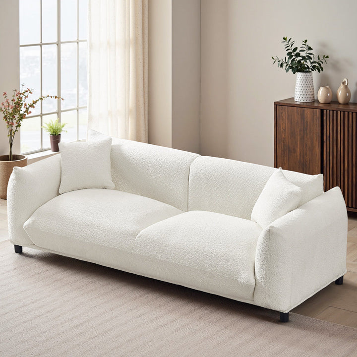 Buy farmhouse furniture Emma Mid Century Modern Luxury Cream Boucle Sofa - Modern Cottage Farmhouse Furniture