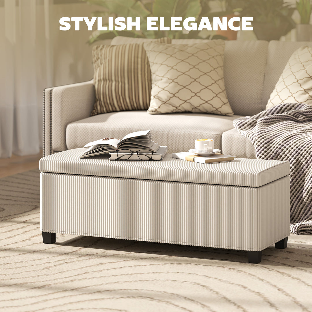 Beige Mediterranean Modern Large Bed Ottoman With Storage - Mediterranean Italian Contemporary Home Decor Furniture