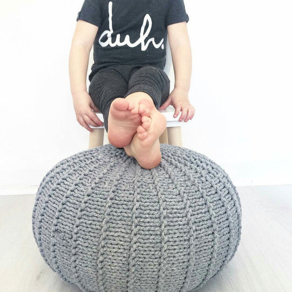 Boho Aesthetic Modern Hand Knitted Minimalist Sofa Pouf Footstool | Biophilic Design Airbnb Decor Furniture 