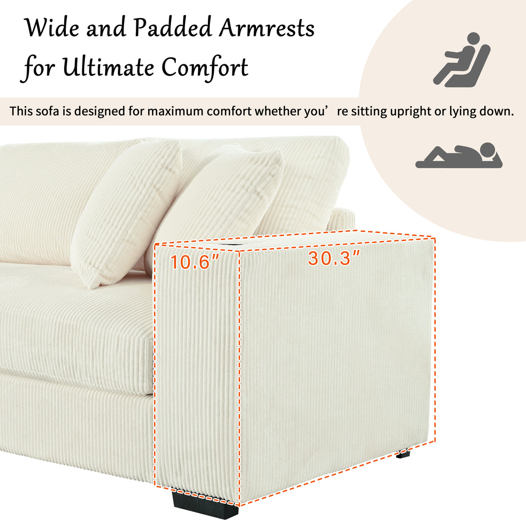 White Oak • White Modern Cottage American Farmhouse Style Sofa Couch - Mediterranean Italian Contemporary Home Decor Furniture