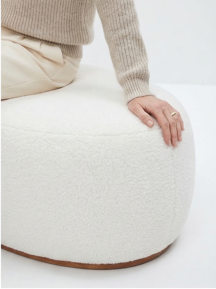 Amber Selma Cho Luxury White Minimalist Ottoman - Mediterranean Italian Contemporary Home Decor Furniture