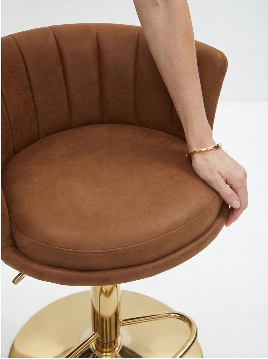 Buy farmhouse furniture Villa Aurelia Mediterranean Leather Brown Bar Stools - Modern Cottage Farmhouse Furniture