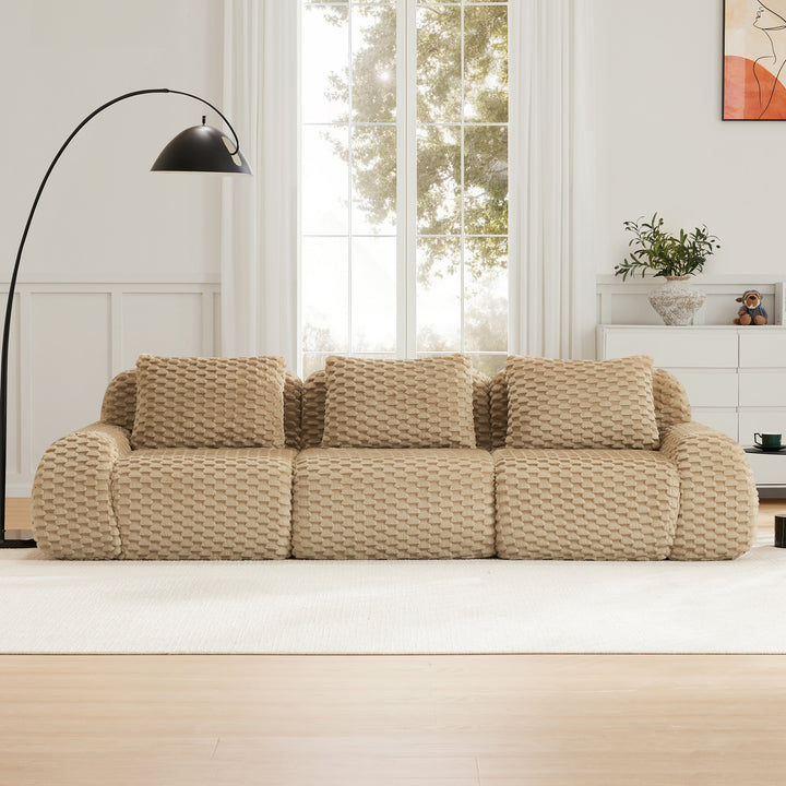Large Modern Italian Woven Boucle Modular Sectional Sofa Sectional Couch - Mediterranean Italian Contemporary Home Decor Furniture