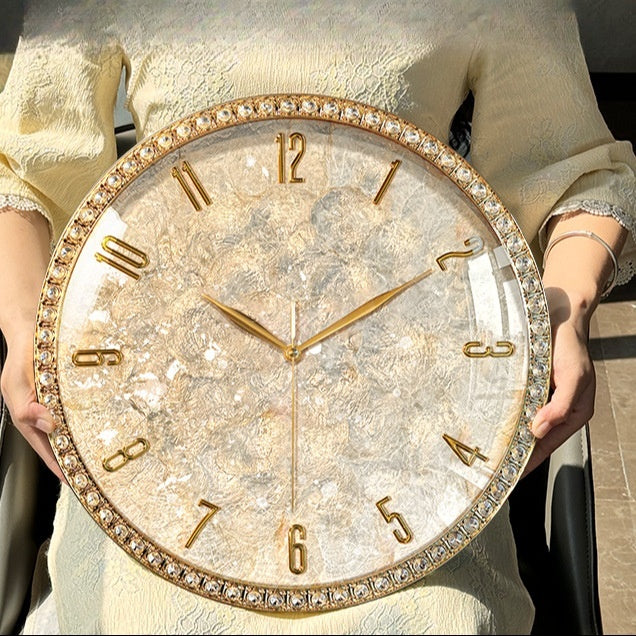 Azure Mediterranean Contemporary Pearl Gold White Elegant Wall Clock - Mediterranean Italian Contemporary Home Decor Furniture