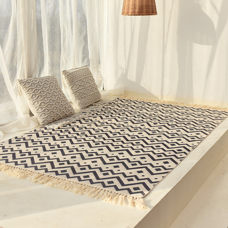 Boho Aesthetic Nordic Minimalist Cotton And Linen Floor Mats Living Room Sofa Carpet | Biophilic Design Airbnb Decor Furniture 