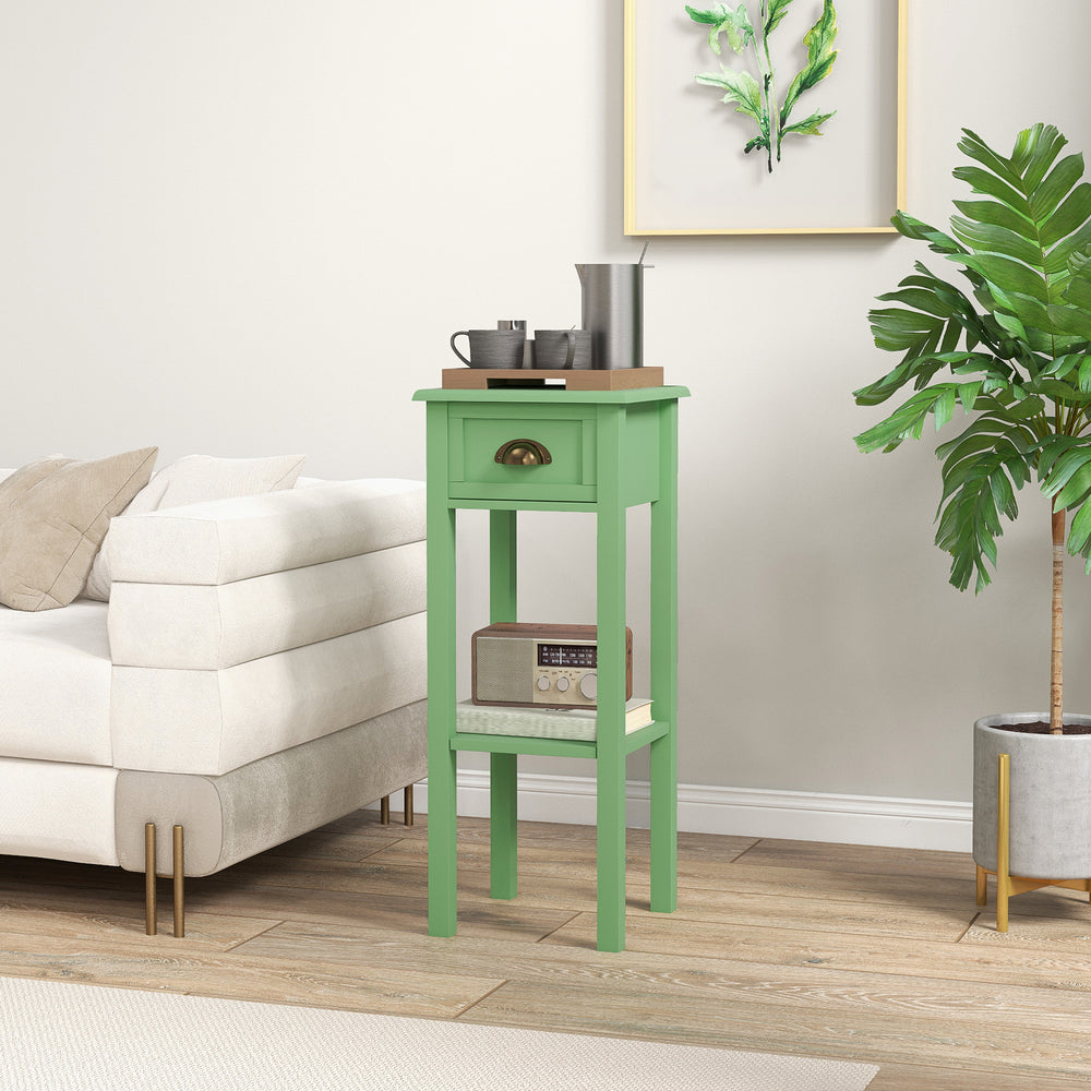 Buy farmhouse furniture Sage 2-Tier Side Table with Drawer and Shelf, End Table - Modern Cottage Farmhouse Furniture