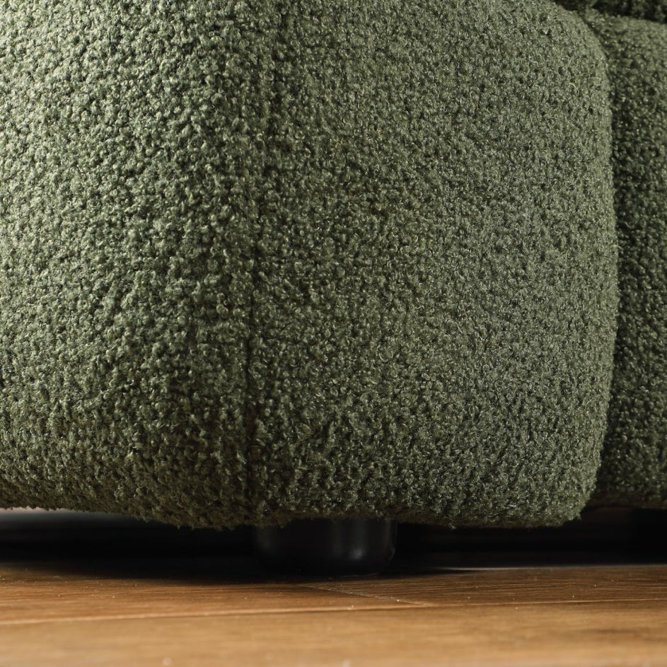 Buy farmhouse furniture Large Modern Olive Green Boucle Italian Mediterranean Sofa Couch - Modern Cottage Farmhouse Furniture