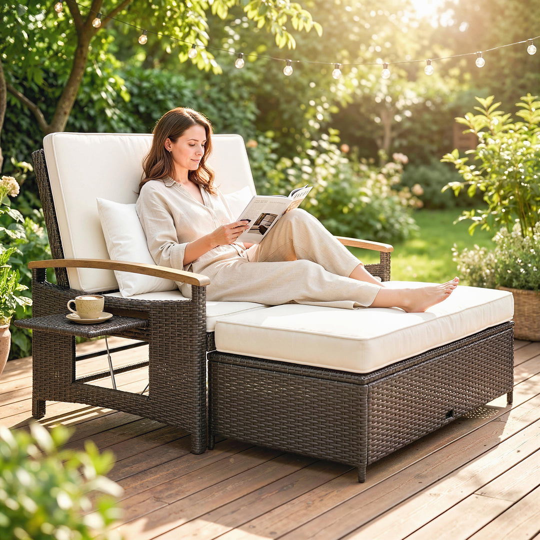 Buy farmhouse furniture Rattan Beige Modern Cottage Farmhouse Style Sofa Couch Sectional Daybed Outdoor Daybed - Modern Cottage Farmhouse Furniture