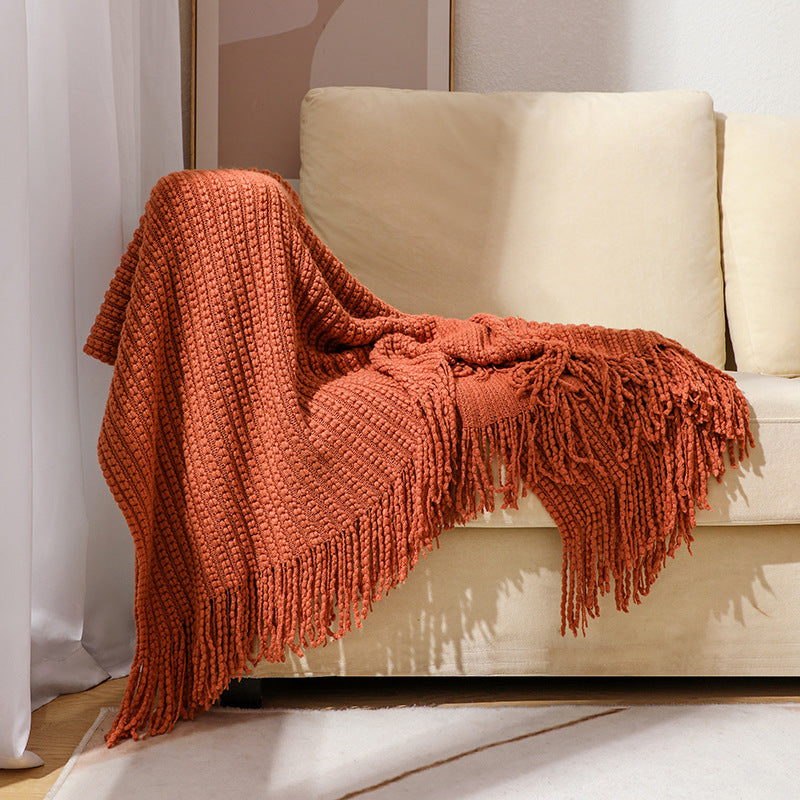 Buy farmhouse furniture Barnwood Living | Modern Cozy Farmhouse Throw Tassel Blanket - Modern Cottage Farmhouse Furniture