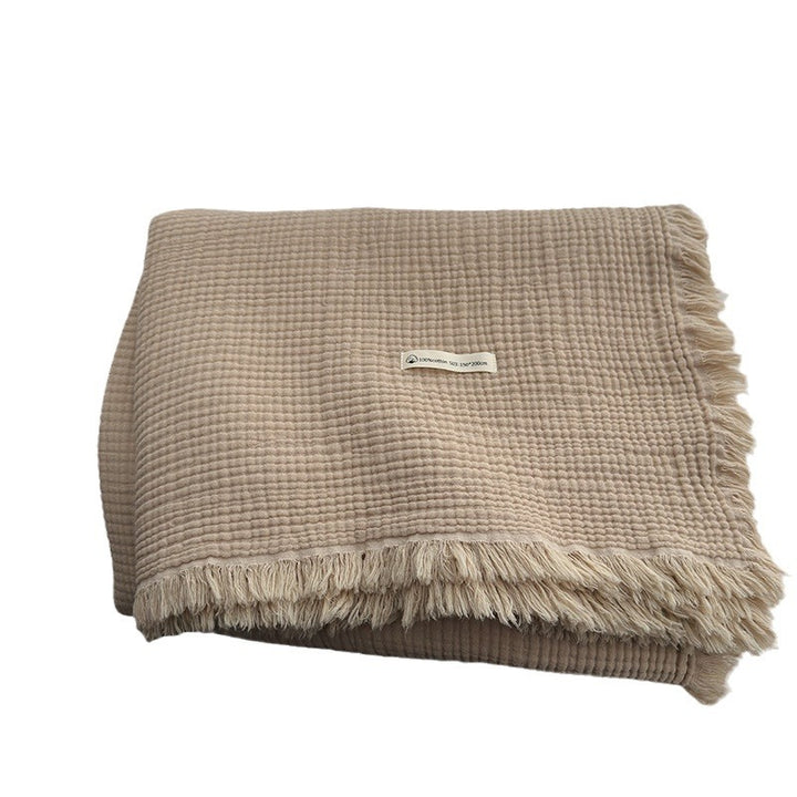 Buy farmhouse furniture Ranchwood Haven | Modern Neutral Farmhouse Tassel Throw Blanket - Modern Cottage Farmhouse Furniture