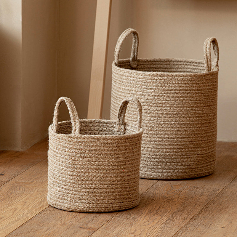 Torre Melissa | Large Jute Mediterranean Farmhouse Hand-woven Cotton Basket - Mediterranean Italian Contemporary Home Decor Furniture