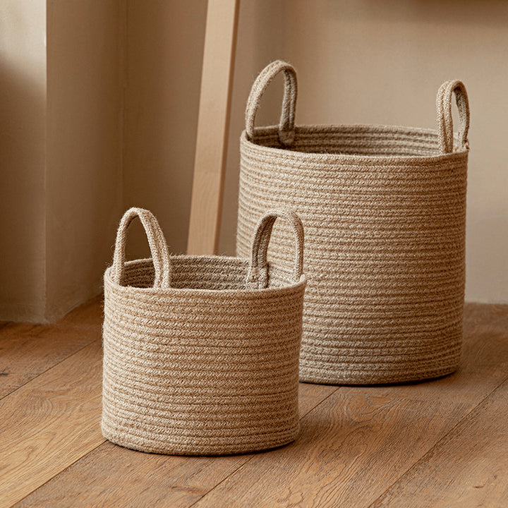 Torre Melissa | Large Jute Mediterranean Farmhouse Hand-woven Cotton Basket - Mediterranean Italian Contemporary Home Decor Furniture