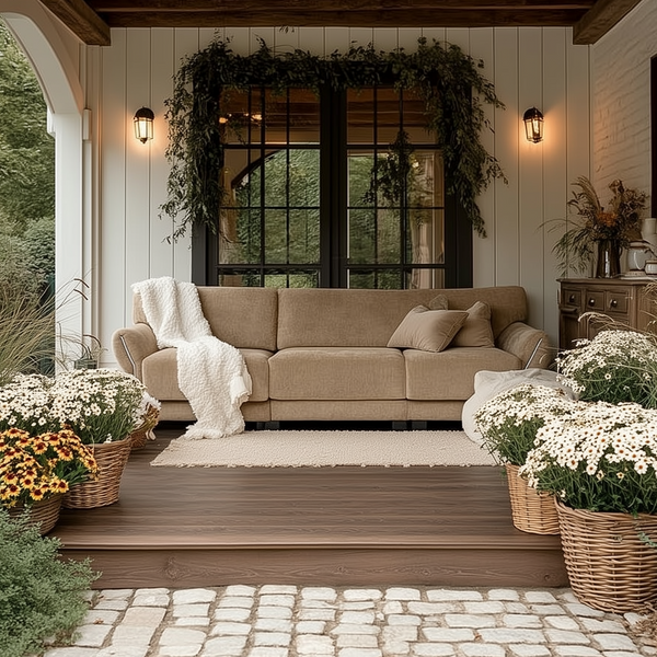 American White or Brown Modern Farmhouse Style Sofa Couch Daybed - Mediterranean Italian Contemporary Home Decor Furniture