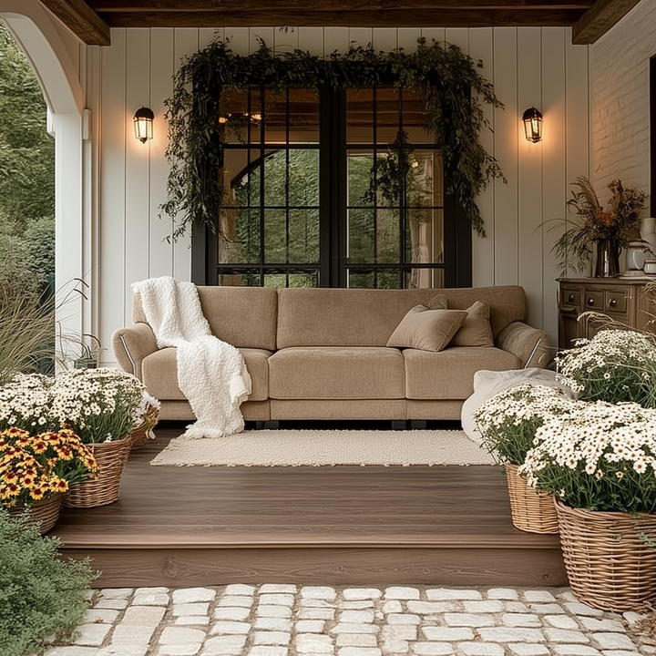 American White or Brown Modern Farmhouse Style Sofa Couch Daybed - Mediterranean Italian Contemporary Home Decor Furniture