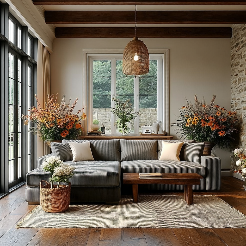  Grey Modern Cottage American Farmhouse Style Sofa Couch