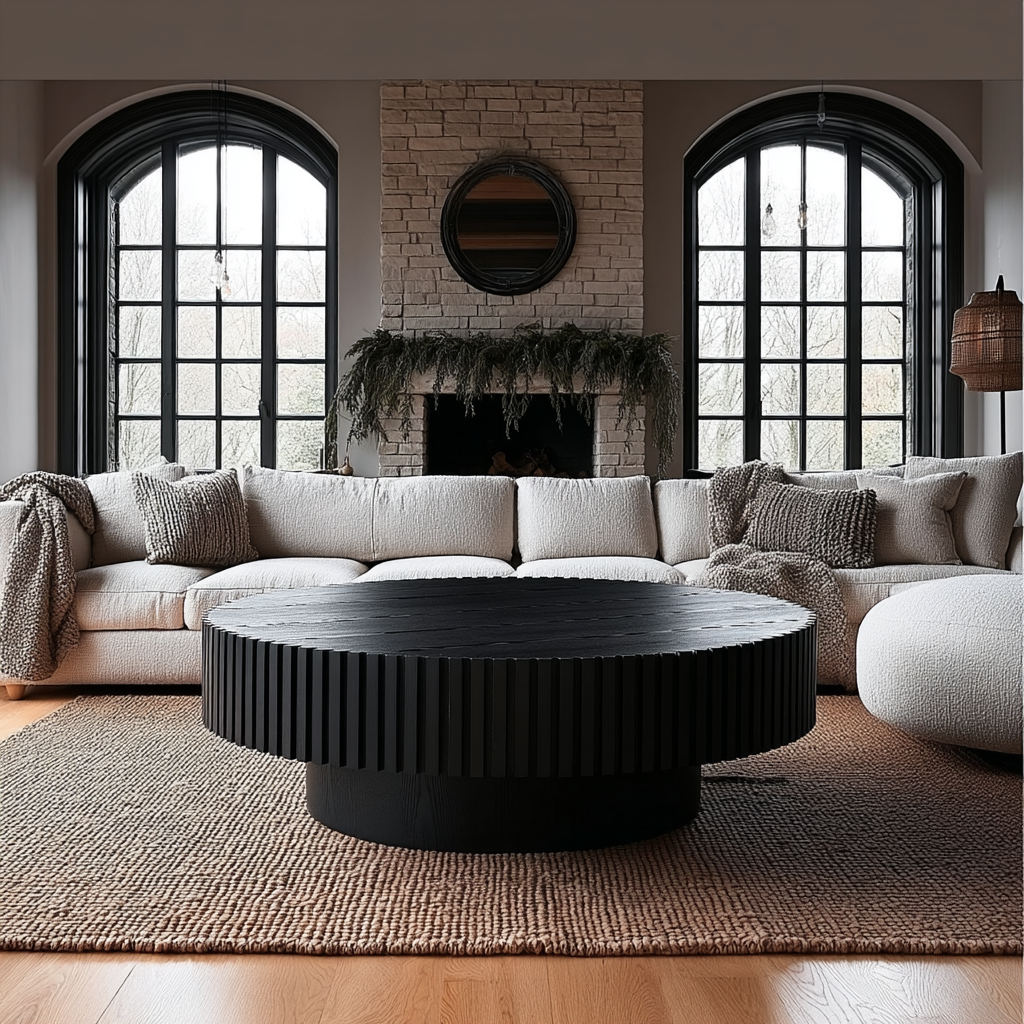 Bellissimo Mediterranean Farmhouse Round Wood Coffee