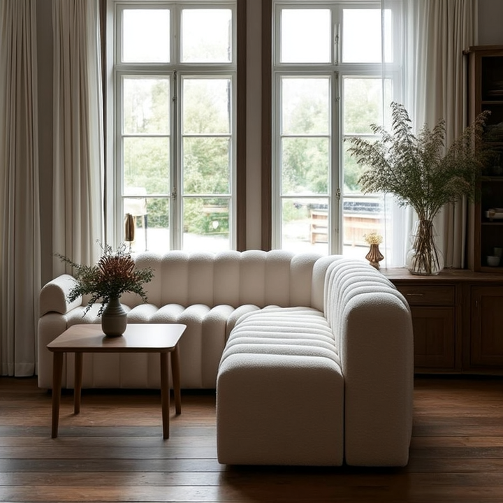 Buy farmhouse furniture Clay Ridge • Beige Modern Luxury Minimalist Farmhouse Modular Sofa Sectional Couch - Modern Cottage Farmhouse Furniture