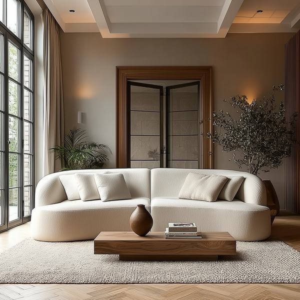 White Modern Mediterranean Style Luxury Modern Cloud Plush Sectional Sofa - Mediterranean Italian Contemporary Home Decor Furniture