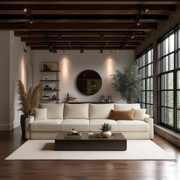 The Savannah • Beige Modern Cottage Farmhouse U-Shaped Couch Sofa Chair - Modern Cottage Farmhouse Furniture