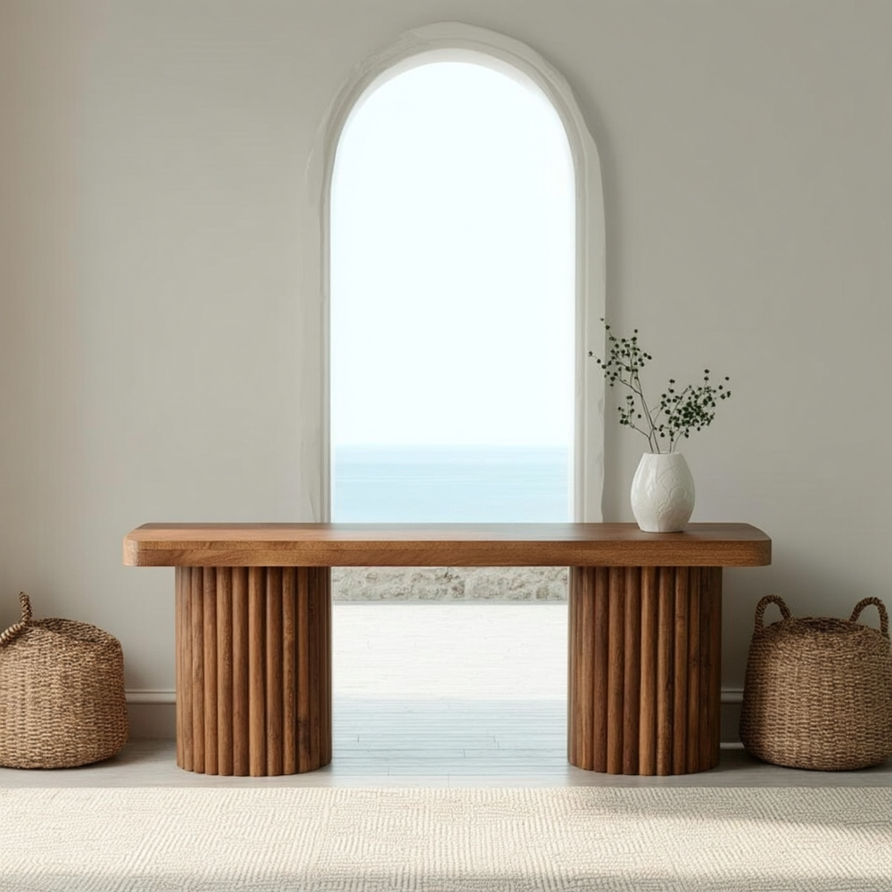 La Riviera Modern Mediterranean Foyer Bench - Mediterranean Italian Contemporary Home Decor Furniture