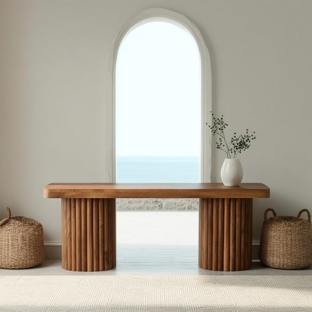 La Riviera Modern Mediterranean Foyer Bench - Mediterranean Tuscan Contemporary Home Decor Furniture