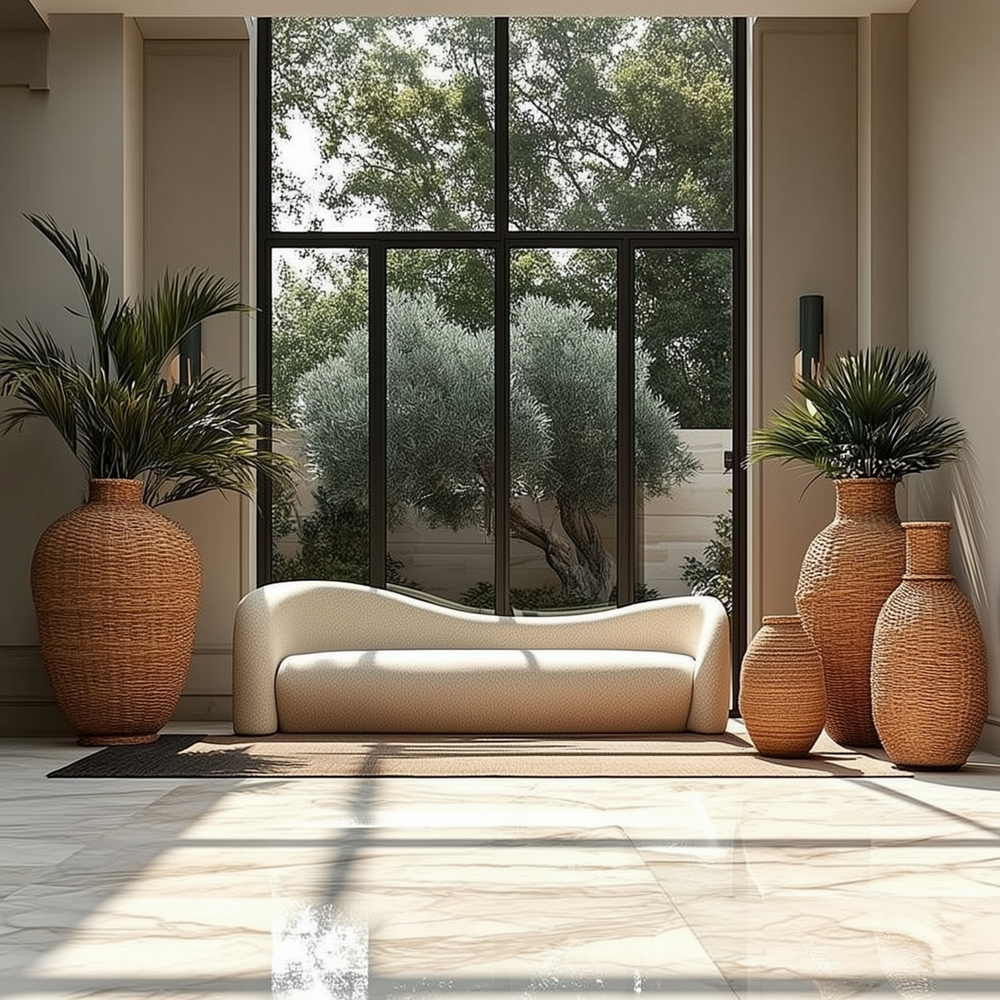 Cielo | Large Modern European Style Mediterranean Lamb Wool Luxury Sofa - Modern Cottage Farmhouse Furniture