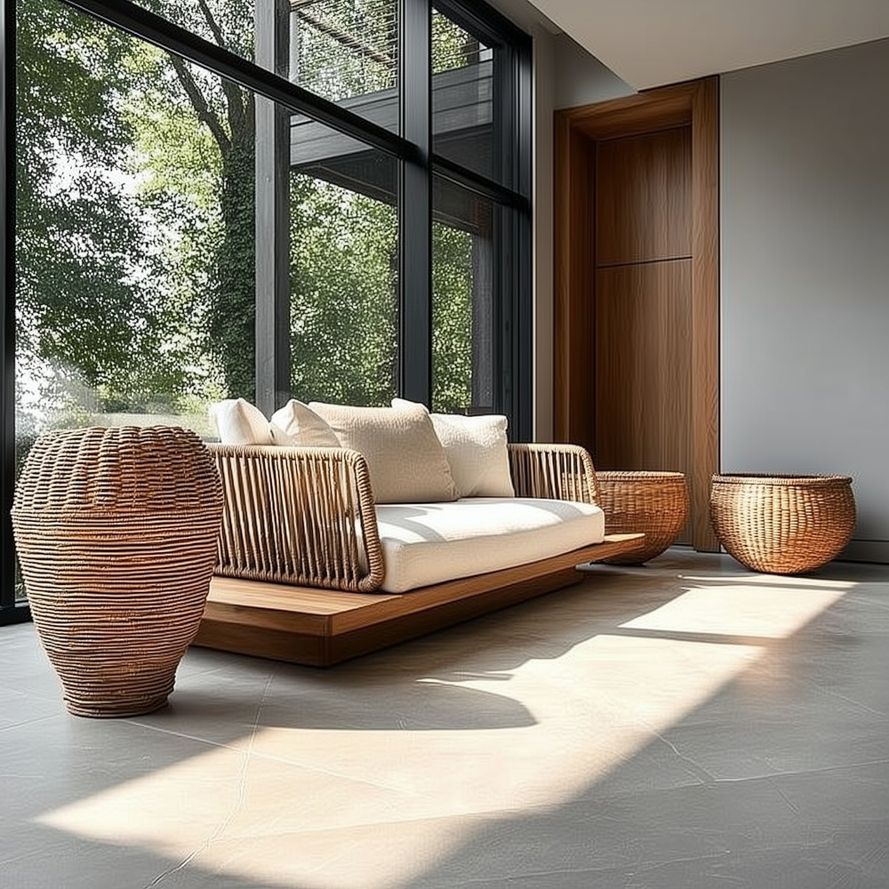 Aegean Sea Mediterranean Luxury Indoor Outdoor Teak Sofa - Mediterranean Tuscan Contemporary Home Decor Furniture