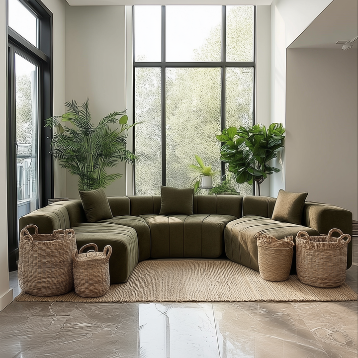 The Valencia Tuscan Mediterranean Olive Green Vista Sofa Section Sectional - Mediterranean Italian Contemporary Home Decor Furniture