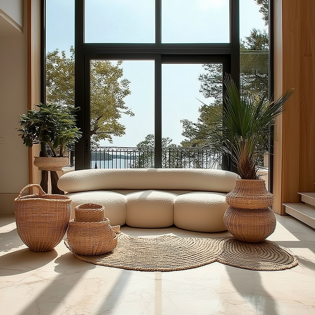 La Vista Curved Mediterranean Coast Lamb Sofa - Mediterranean Tuscan Contemporary Home Decor Furniture