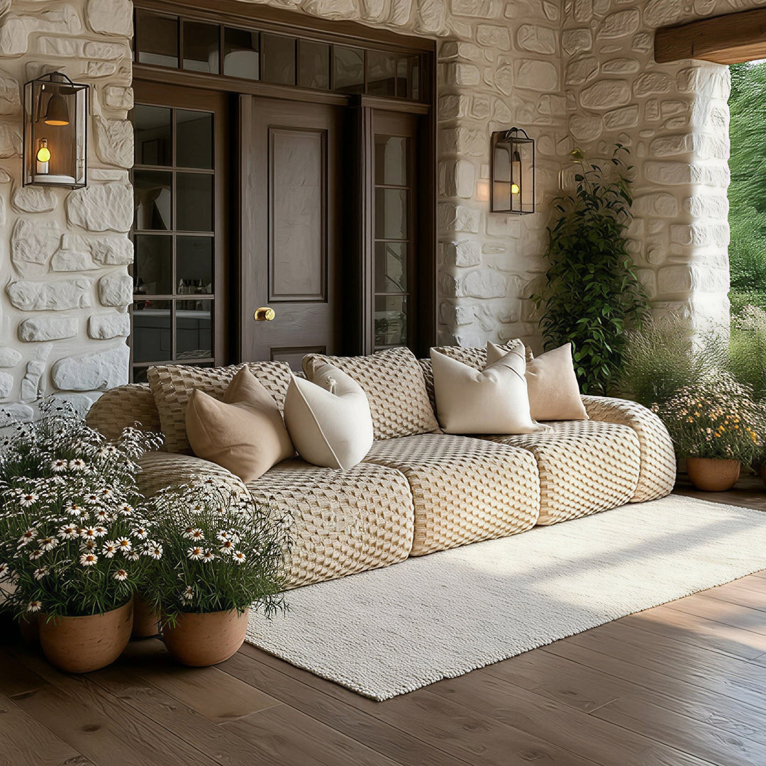 Buy farmhouse furniture Large Modern Italian Woven Boucle Modular Sectional Sofa Sectional Couch - Modern Cottage Farmhouse Furniture