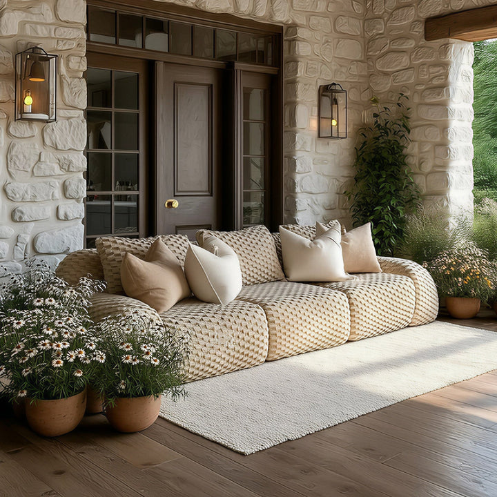 Buy farmhouse furniture Large Modern Italian Woven Boucle Modular Sectional Sofa Sectional Couch - Modern Cottage Farmhouse Furniture