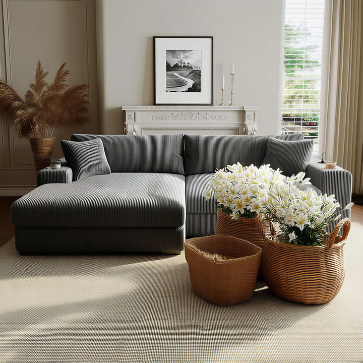 Slate Barn • Grey Modern Cottage American Farmhouse Style Sofa Couch - Mediterranean Italian Contemporary Home Decor Furniture