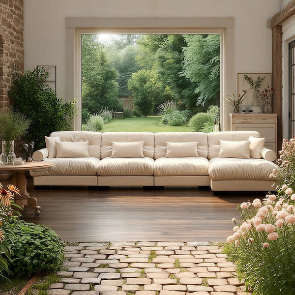 Bone & Beam • White Modern Cottage American Farmhouse Style Sofa Couch - Mediterranean Italian Contemporary Home Decor Furniture