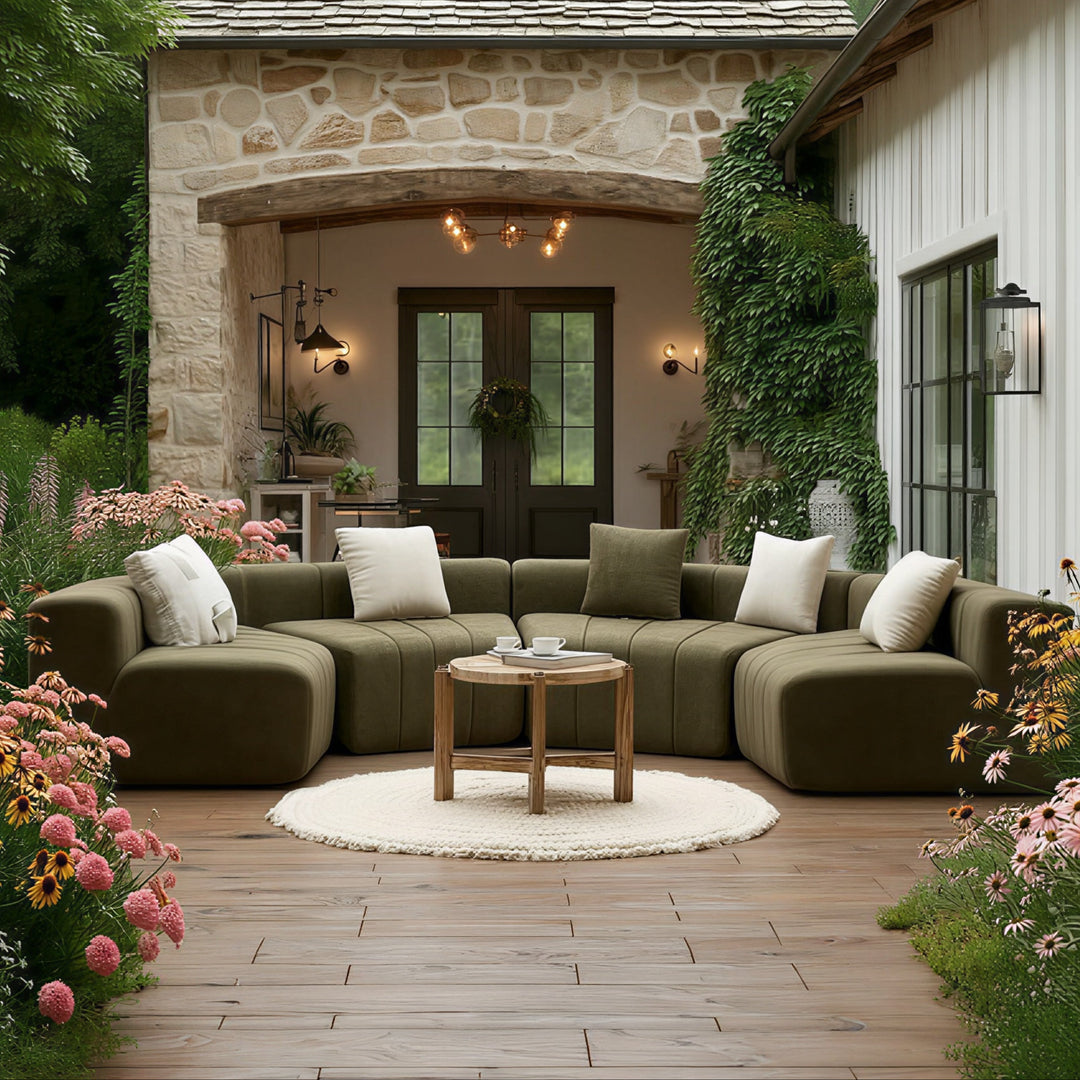 The Valencia • European Farmhouse Olive Green Vista Sofa Sectional Couch - Modern Cottage Farmhouse Furniture