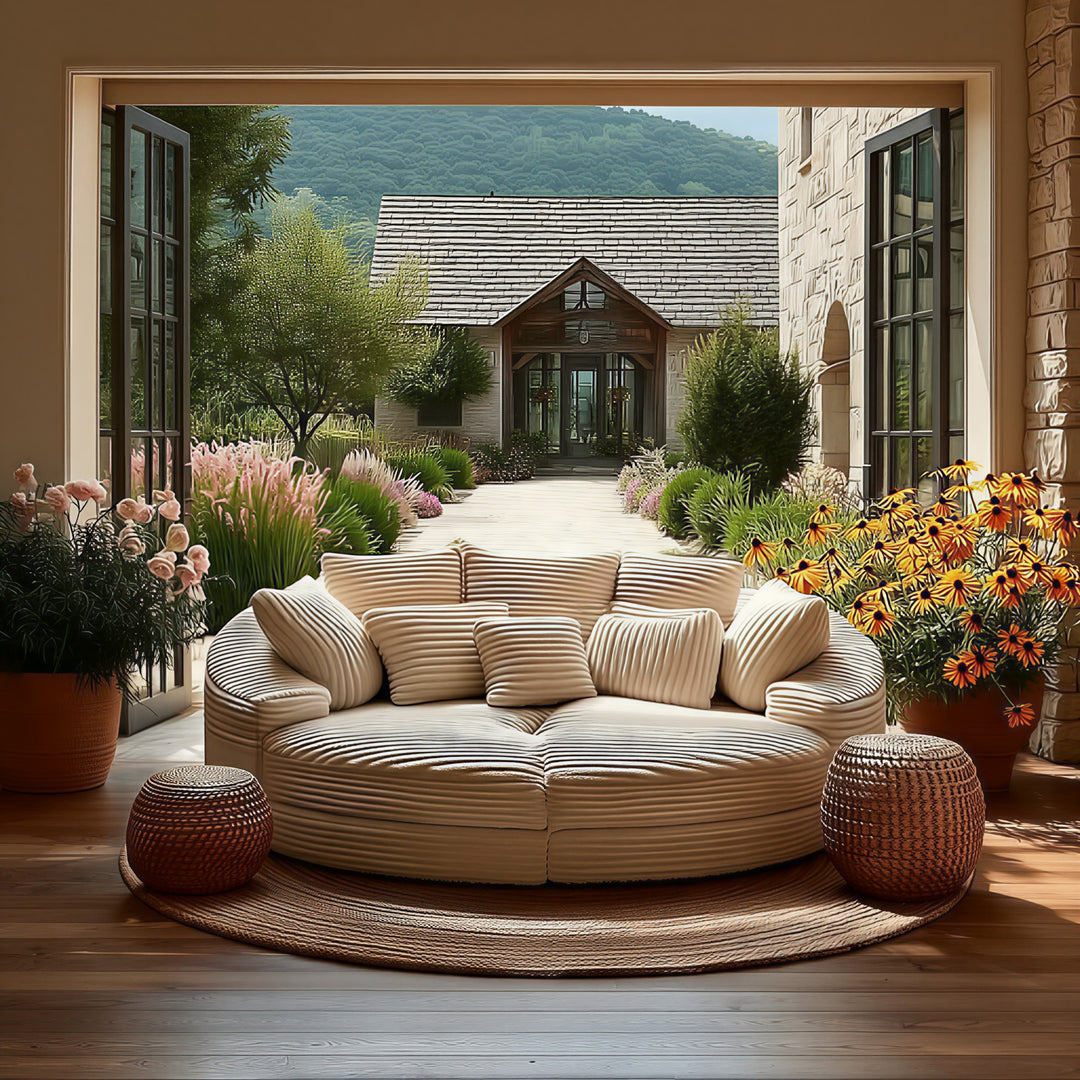 Large Circle Circular Modern Farmhouse Contemporary Italian Sofa Bed - Modern Cottage Farmhouse Furniture