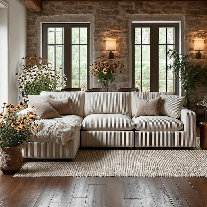 Buy farmhouse furniture La Casella • Cottage Farmhouse Modular 4-Piece XL Sectional Sofa - Modern Cottage Farmhouse Furniture