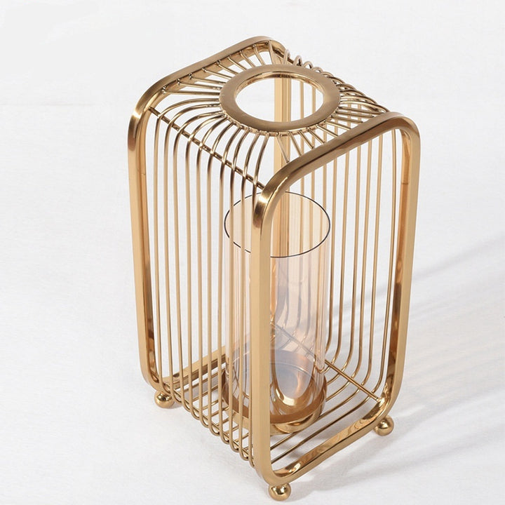 Camini | Modern Mediterranean Bronze Metal And Transparent Glass Floor Vase - Mediterranean Italian Contemporary Home Decor Furniture