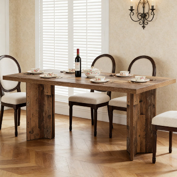 Buy farmhouse furniture Sora | Mediterranean Farmhouse Wooden Dining Table - Modern Cottage Farmhouse Furniture