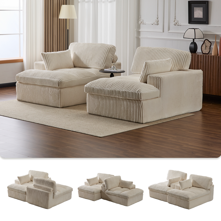 Buy farmhouse furniture Oversized Cloud Chaise Sectional | Corduroy Deep Seat Sofa Bed, No Assembly - Modern Cottage Farmhouse Furniture