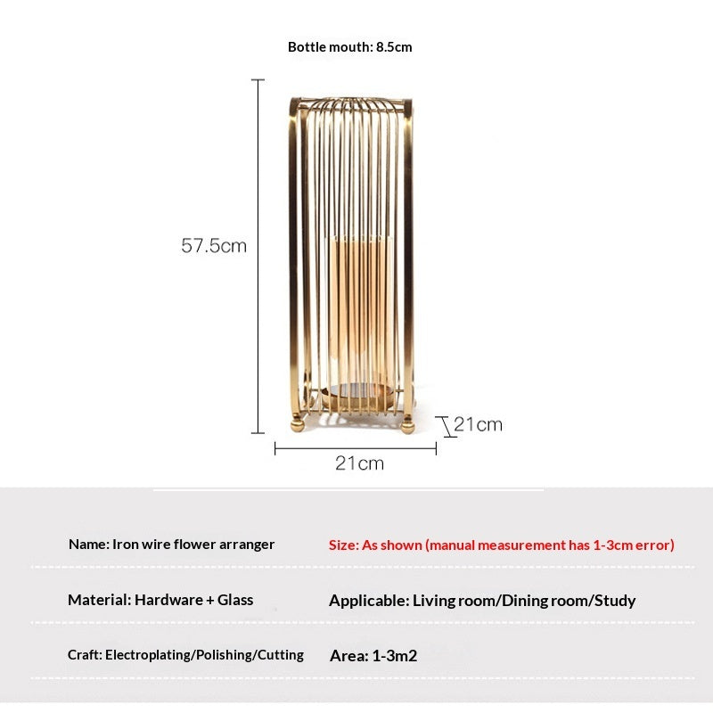 Camini | Modern Mediterranean Bronze Metal And Transparent Glass Floor Vase - Mediterranean Italian Contemporary Home Decor Furniture