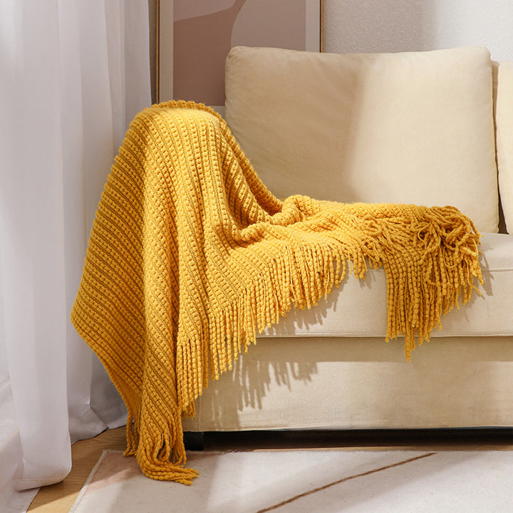 Buy farmhouse furniture Barnwood Living | Modern Cozy Farmhouse Throw Tassel Blanket - Modern Cottage Farmhouse Furniture