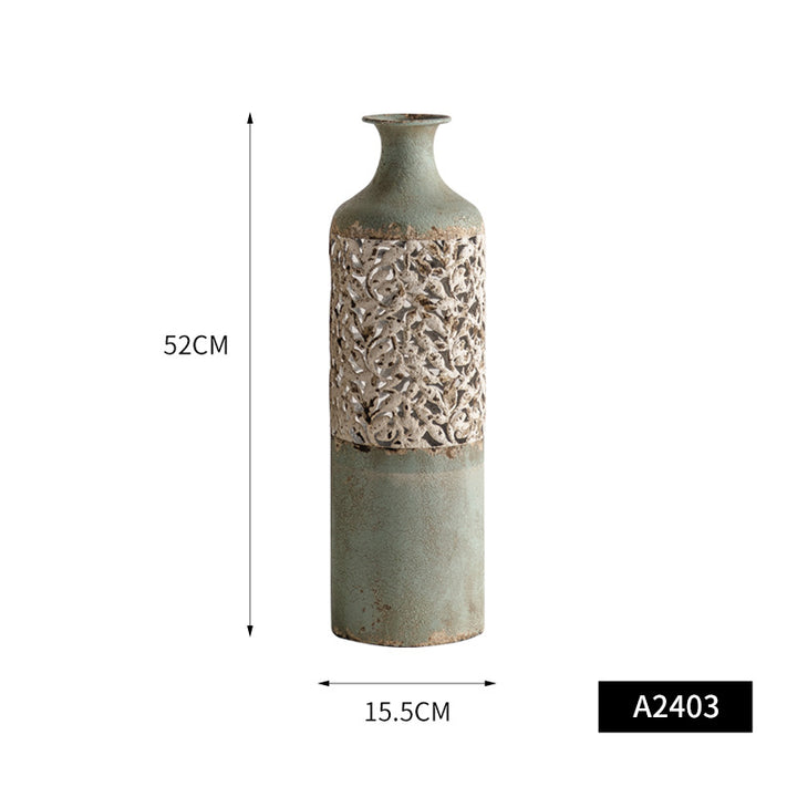 Buy farmhouse furniture Isca Marina | Mediterranean Vintage Green Floor Vase - Modern Cottage Farmhouse Furniture