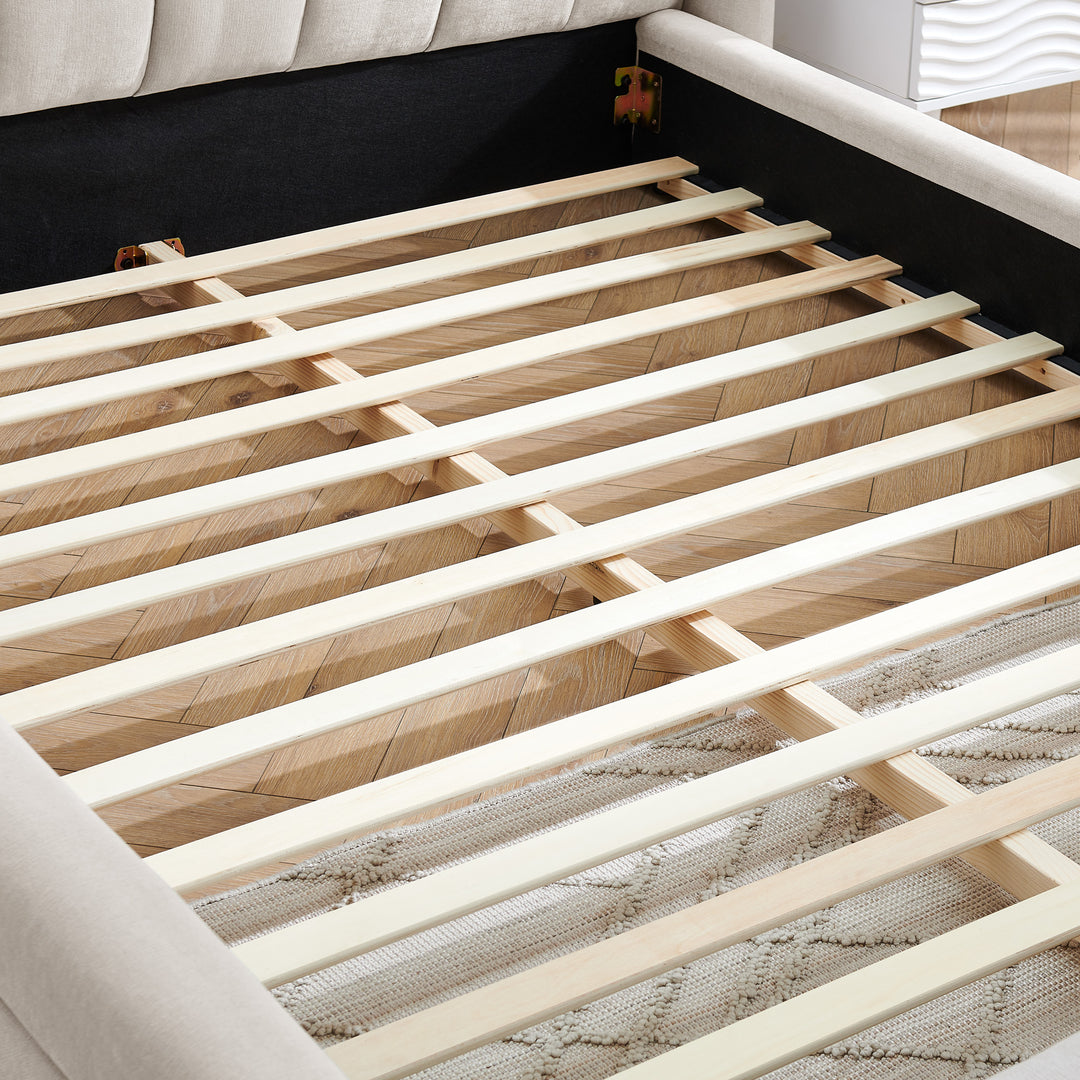 Aurelia | Mediterranean Upholstered Plush Queen Size Bed Frame - Mediterranean Italian Contemporary Home Decor Furniture