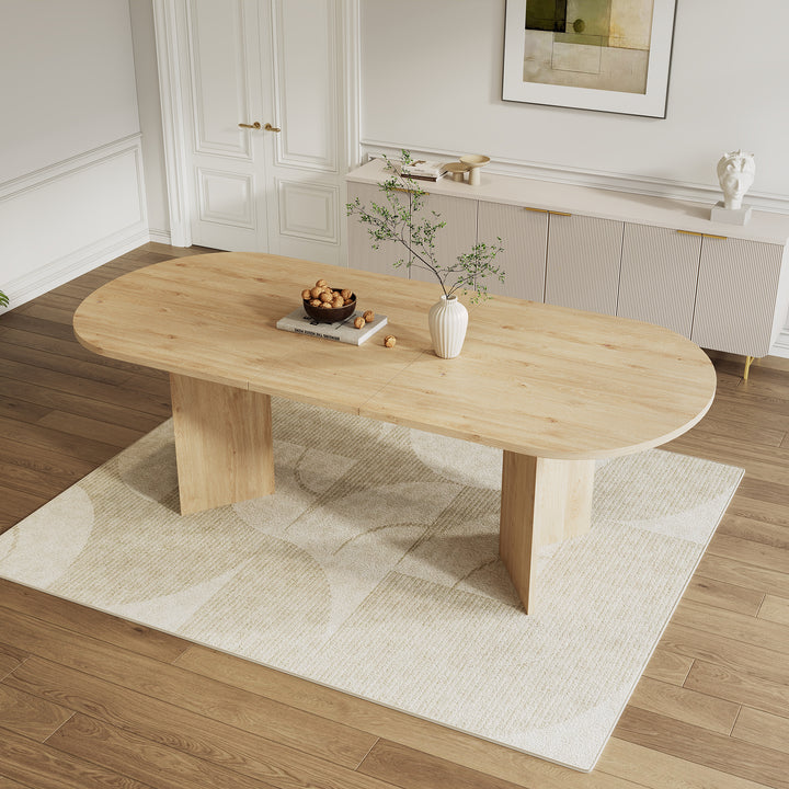 Buy farmhouse furniture Luri | Mediterranean Farmhouse Oak Thickened Dining Table - Modern Cottage Farmhouse Furniture